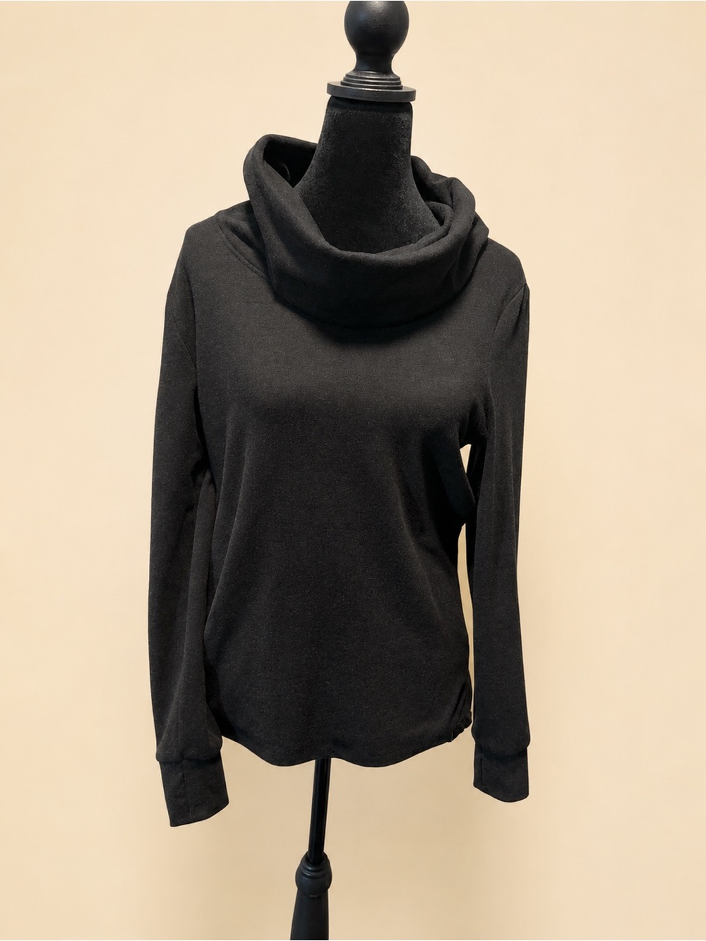Everyday Cozy Cowl Neck Sweater w/thumb holes- Dark Charcoal